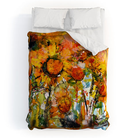 Ginette Fine Art Abstract Sunflowers Comforter