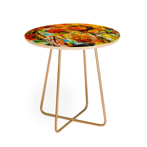 Ginette Fine Art Abstract Sunflowers Round Side Table