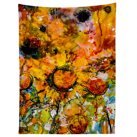 Ginette Fine Art Abstract Sunflowers Tapestry