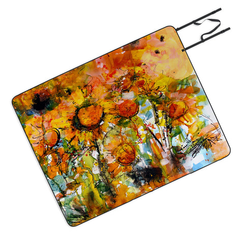 Ginette Fine Art Abstract Sunflowers Picnic Blanket