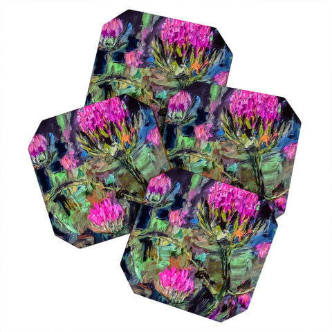 Ginette Fine Art Abstract Thistles Coaster Set