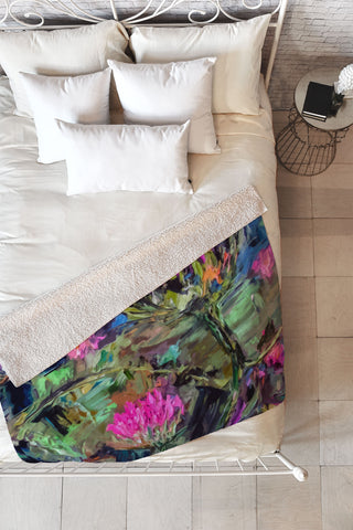 Ginette Fine Art Abstract Thistles Fleece Throw Blanket
