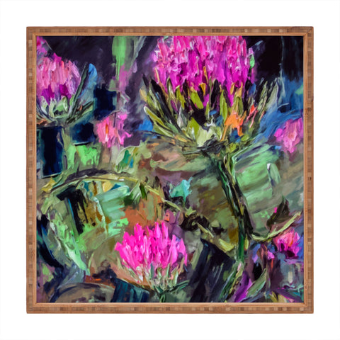 Ginette Fine Art Abstract Thistles Square Tray