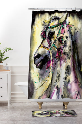 Ginette Fine Art Arabian Stallion With Headdress Shower Curtain And Mat