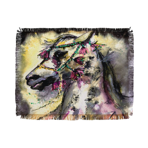 Ginette Fine Art Arabian Stallion With Headdress Throw Blanket