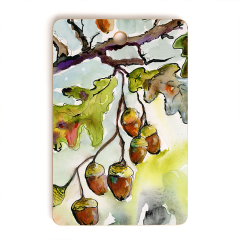 Ginette Fine Art Autumn Impressions Acorns and Oak Leaves Cutting Board Rectangle