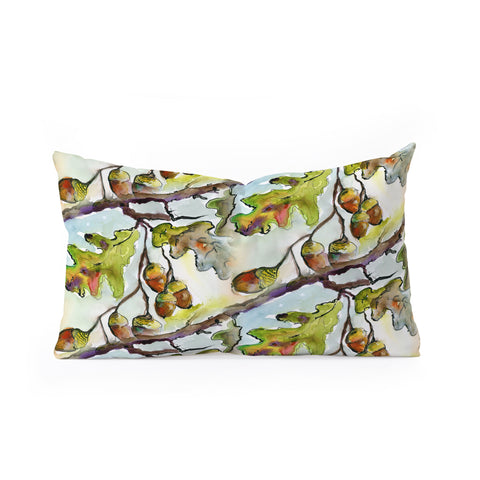 Ginette Fine Art Autumn Impressions Acorns and Oak Leaves Pattern Oblong Throw Pillow