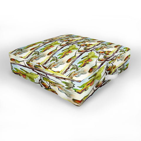 Ginette Fine Art Autumn Impressions Acorns and Oak Leaves Pattern Outdoor Floor Cushion