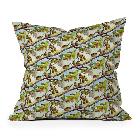 Ginette Fine Art Autumn Impressions Acorns and Oak Leaves Pattern Throw Pillow