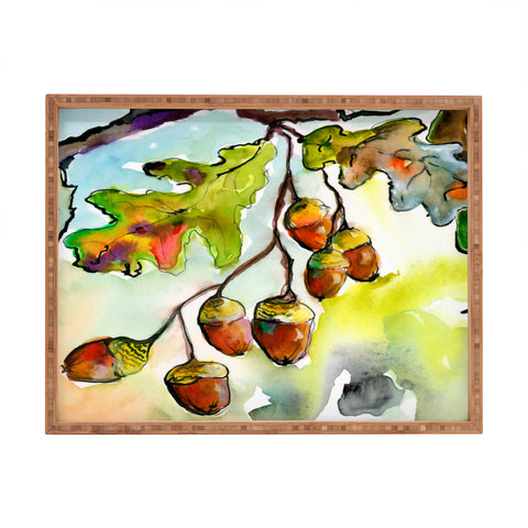 Ginette Fine Art Autumn Impressions Acorns and Oak Leaves Rectangular Tray