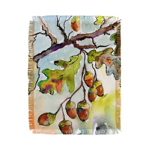 Ginette Fine Art Autumn Impressions Acorns and Oak Leaves Throw Blanket