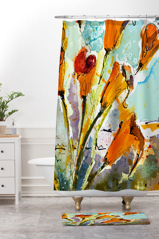 Ginette Fine Art Autumn Lilies Shower Curtain And Mat
