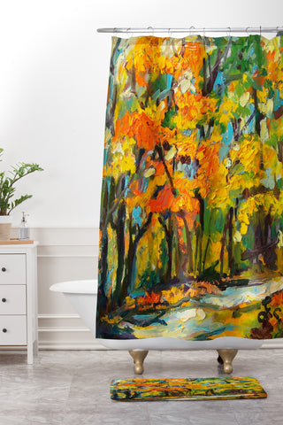 Ginette Fine Art Autumn Woods Shower Curtain And Mat