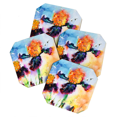 Ginette Fine Art Bearded Iris Vigilante Coaster Set