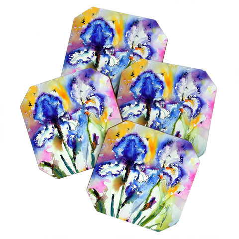 Ginette Fine Art Bearded Irises Coaster Set