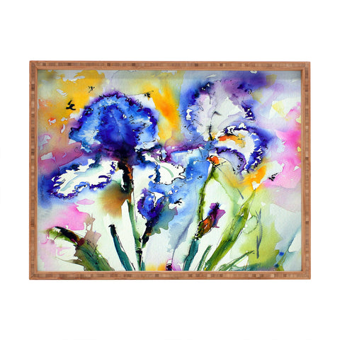 Ginette Fine Art Bearded Irises Rectangular Tray