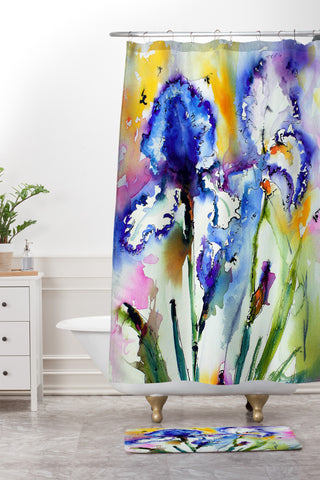 Ginette Fine Art Bearded Irises Shower Curtain And Mat