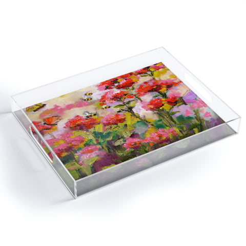 Ginette Fine Art Bee Balm And Bees Acrylic Tray