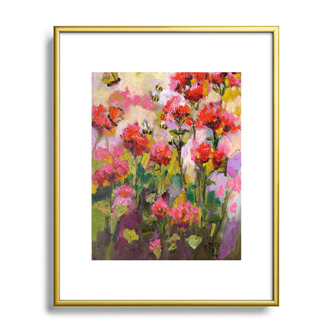 Ginette Fine Art Bee Balm And Bees Metal Framed Art Print