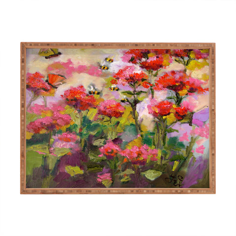 Ginette Fine Art Bee Balm And Bees Rectangular Tray