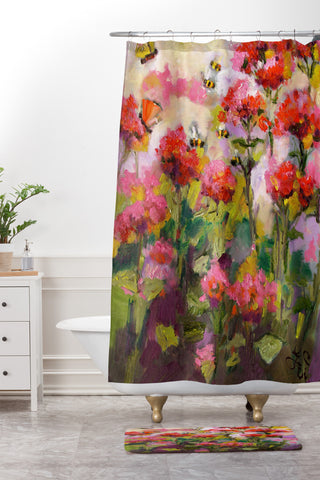 Ginette Fine Art Bee Balm And Bees Shower Curtain And Mat