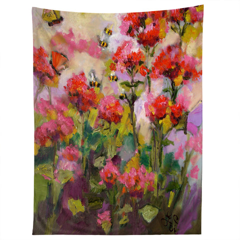 Ginette Fine Art Bee Balm And Bees Tapestry