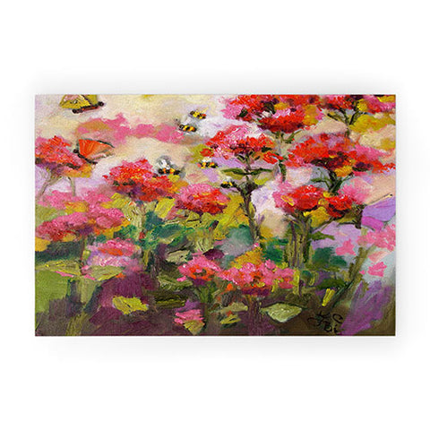 Ginette Fine Art Bee Balm And Bees Welcome Mat