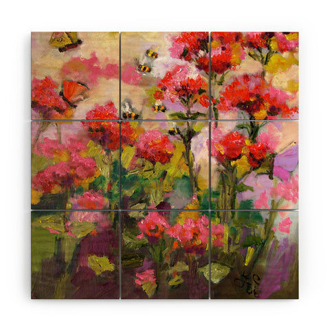 Ginette Fine Art Bee Balm And Bees Wood Wall Mural