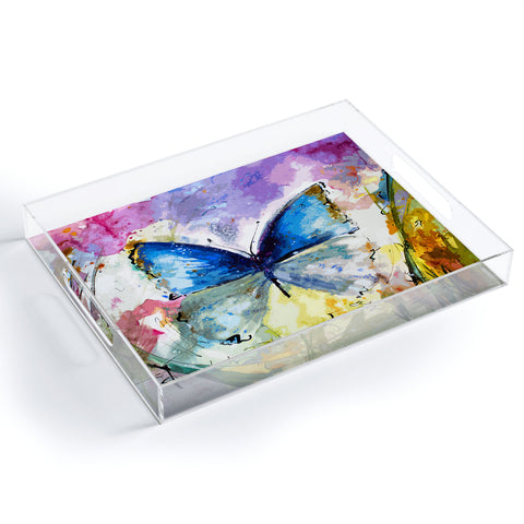 Ginette Fine Art Blue Butterfly Acrylic Tray