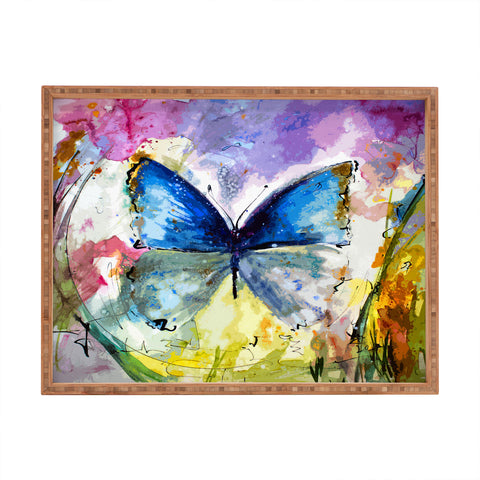 Ginette Fine Art Blue Butterfly Rectangular Tray