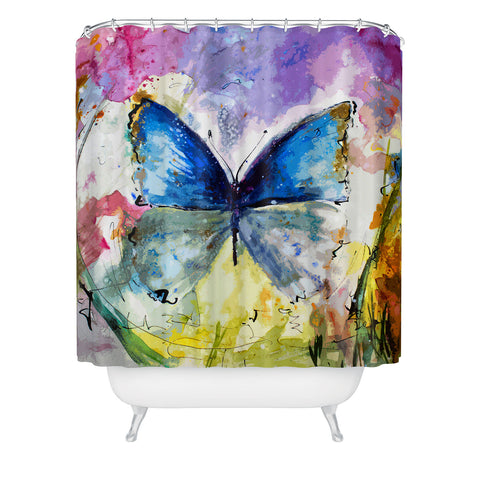 Ginette Fine Art Blue Butterfly Shower Curtain