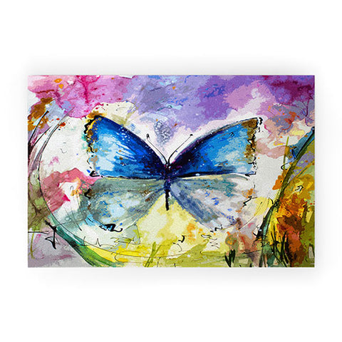Ginette Fine Art Blue Butterfly Welcome Mat