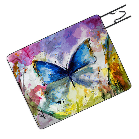 Ginette Fine Art Blue Butterfly Picnic Blanket
