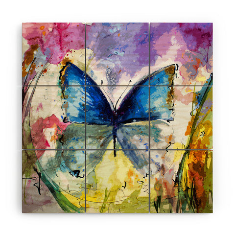 Ginette Fine Art Blue Butterfly Wood Wall Mural