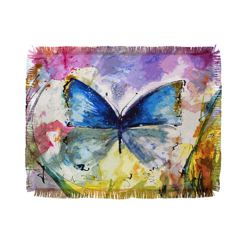 Ginette Fine Art Blue Butterfly Throw Blanket