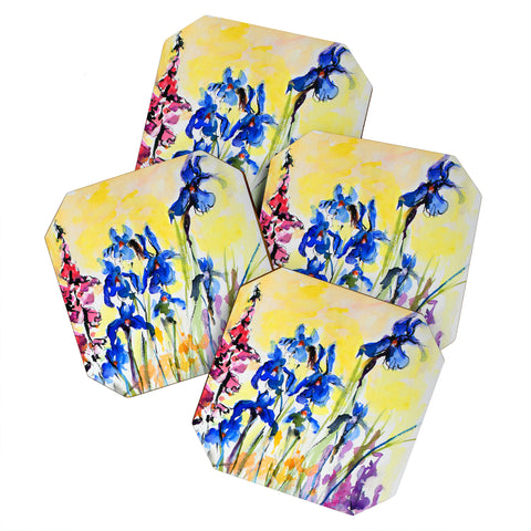Ginette Fine Art Blue Irises Coaster Set