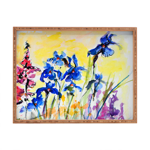 Ginette Fine Art Blue Irises Rectangular Tray