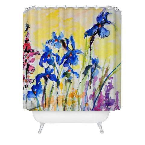 Ginette Fine Art Blue Irises Shower Curtain