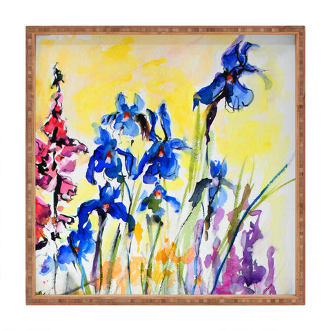 Ginette Fine Art Blue Irises Square Tray