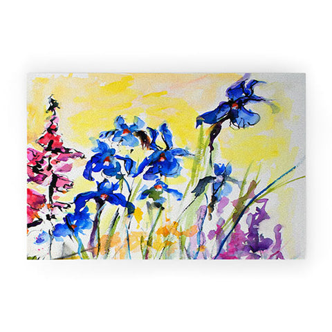 Ginette Fine Art Blue Irises Welcome Mat