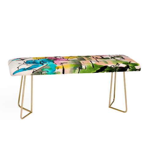 Ginette Fine Art Blue Man Abstract Expressive Bench