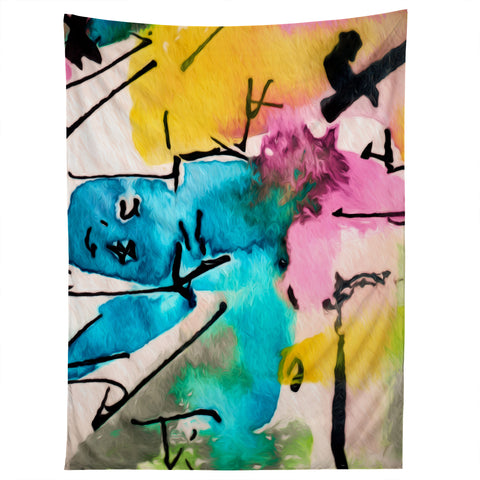 Ginette Fine Art Blue Man Abstract Expressive Tapestry