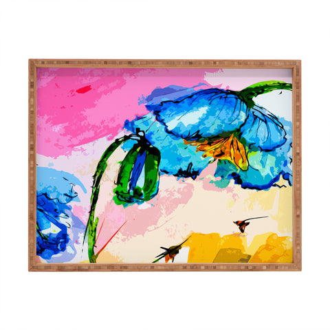 Ginette Fine Art Blue Poppies Magnifique Rectangular Tray