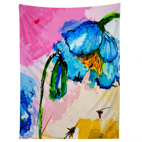 Ginette Fine Art Blue Poppies Magnifique Tapestry