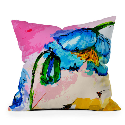 Ginette Fine Art Blue Poppies Magnifique Throw Pillow