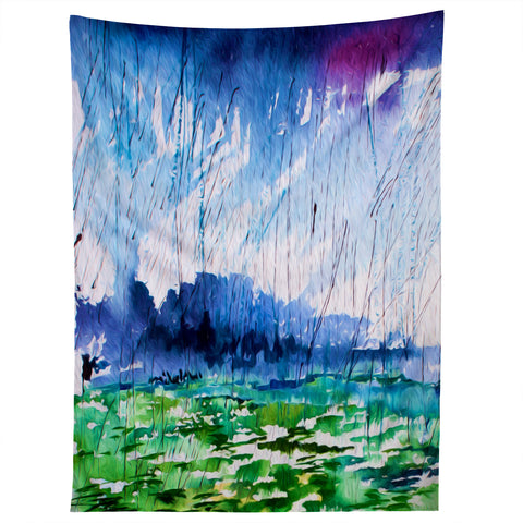 Ginette Fine Art Blue Rain Falling Tapestry