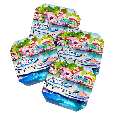 Ginette Fine Art Boating In Italy Coaster Set