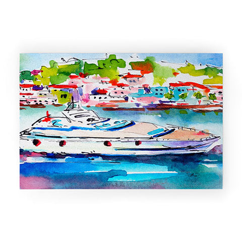 Ginette Fine Art Boating In Italy Welcome Mat