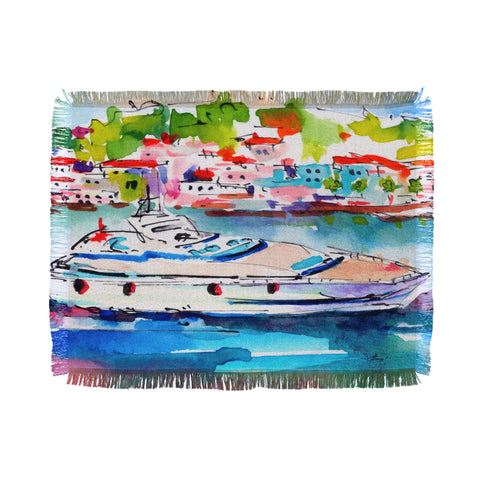 Ginette Fine Art Boating In Italy Throw Blanket