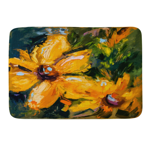 Ginette Fine Art Bold Yellow Flowers Memory Foam Bath Mat
